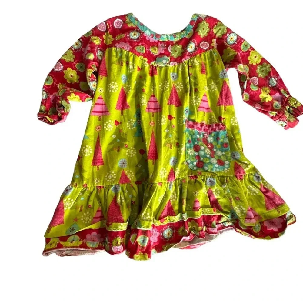 Jelly the Pug Christmas Dress 3T Long Sleeves Buttons Festive Holiday